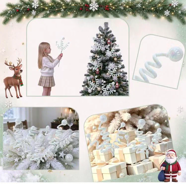 White Spiral Christmas Decorative Sprays - photo 4