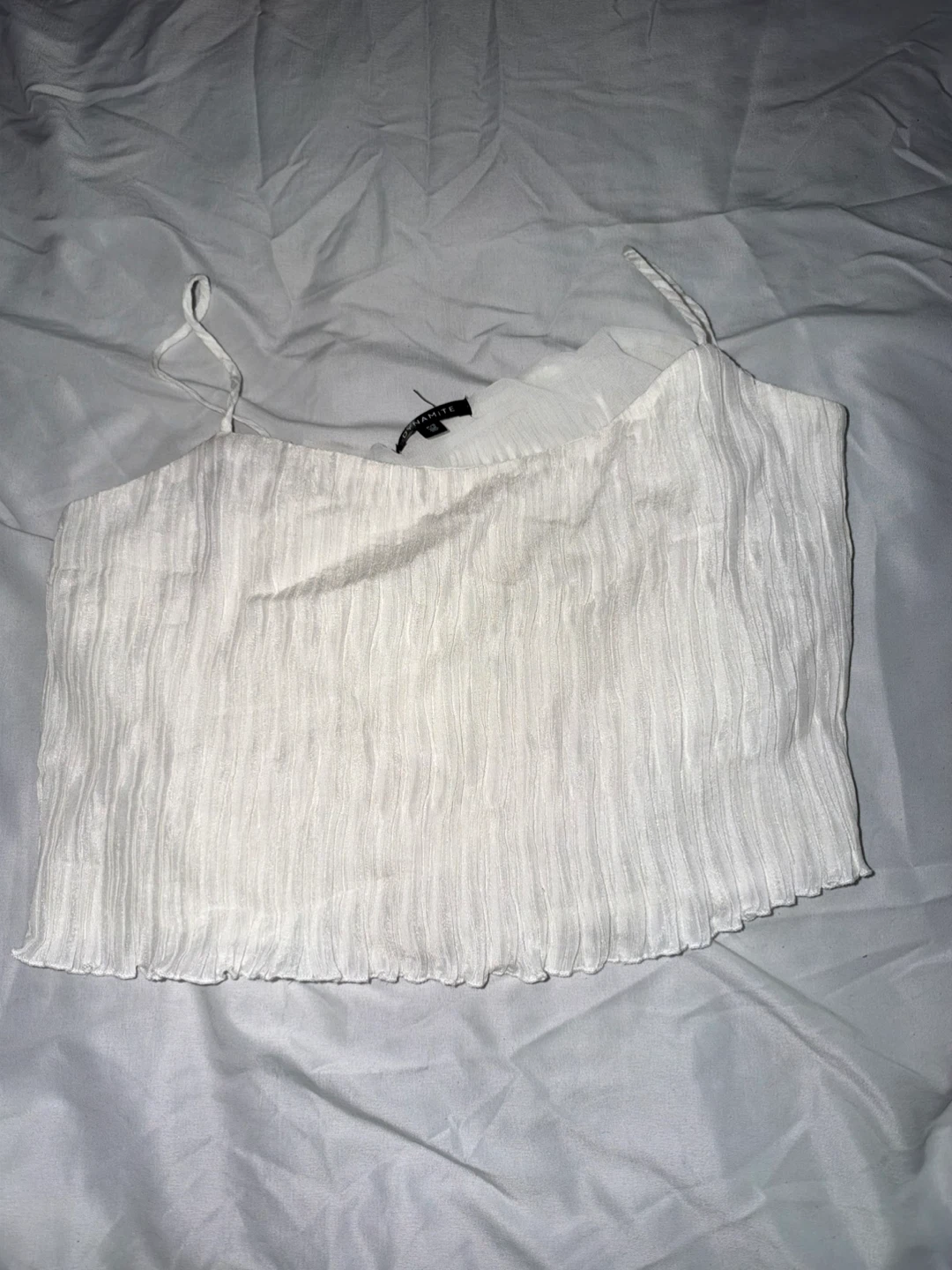 Dynamite White Pleated Crop Top