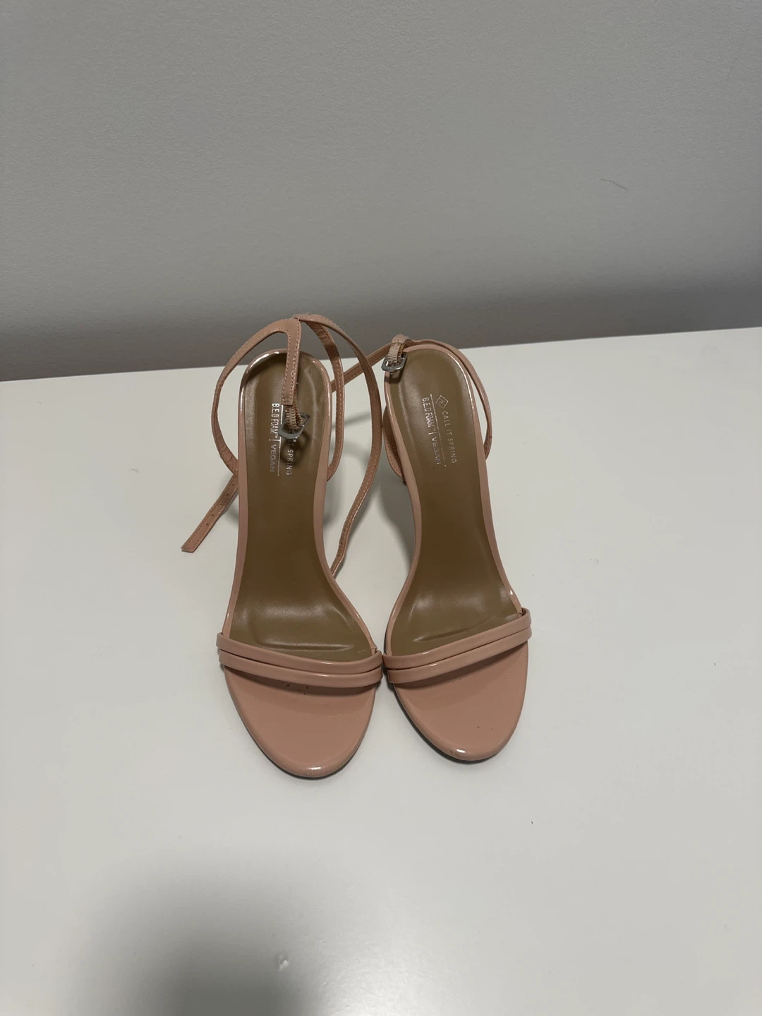 Call It Spring Vegan Nude Ankle Strap Heels