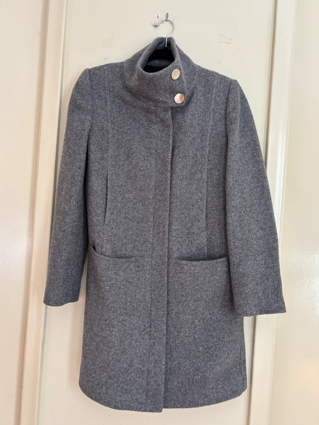 Mango Basics Grey Wool Coat XS