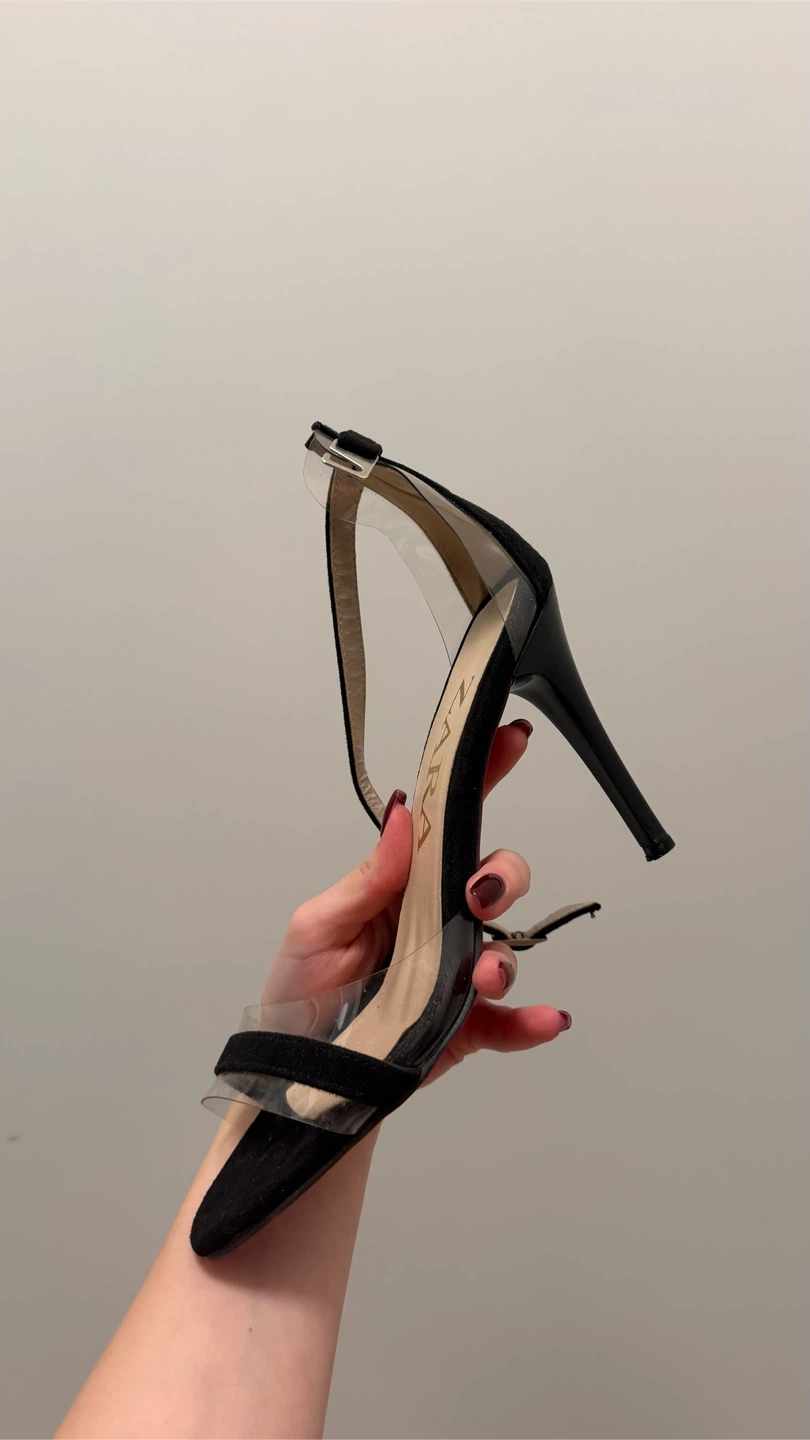 Zara black stiletto heels with clear straps - photo 3