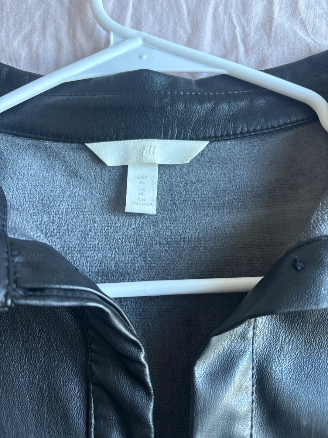 H&M Black Faux Leather Shirt Jacket - XL - photo 2