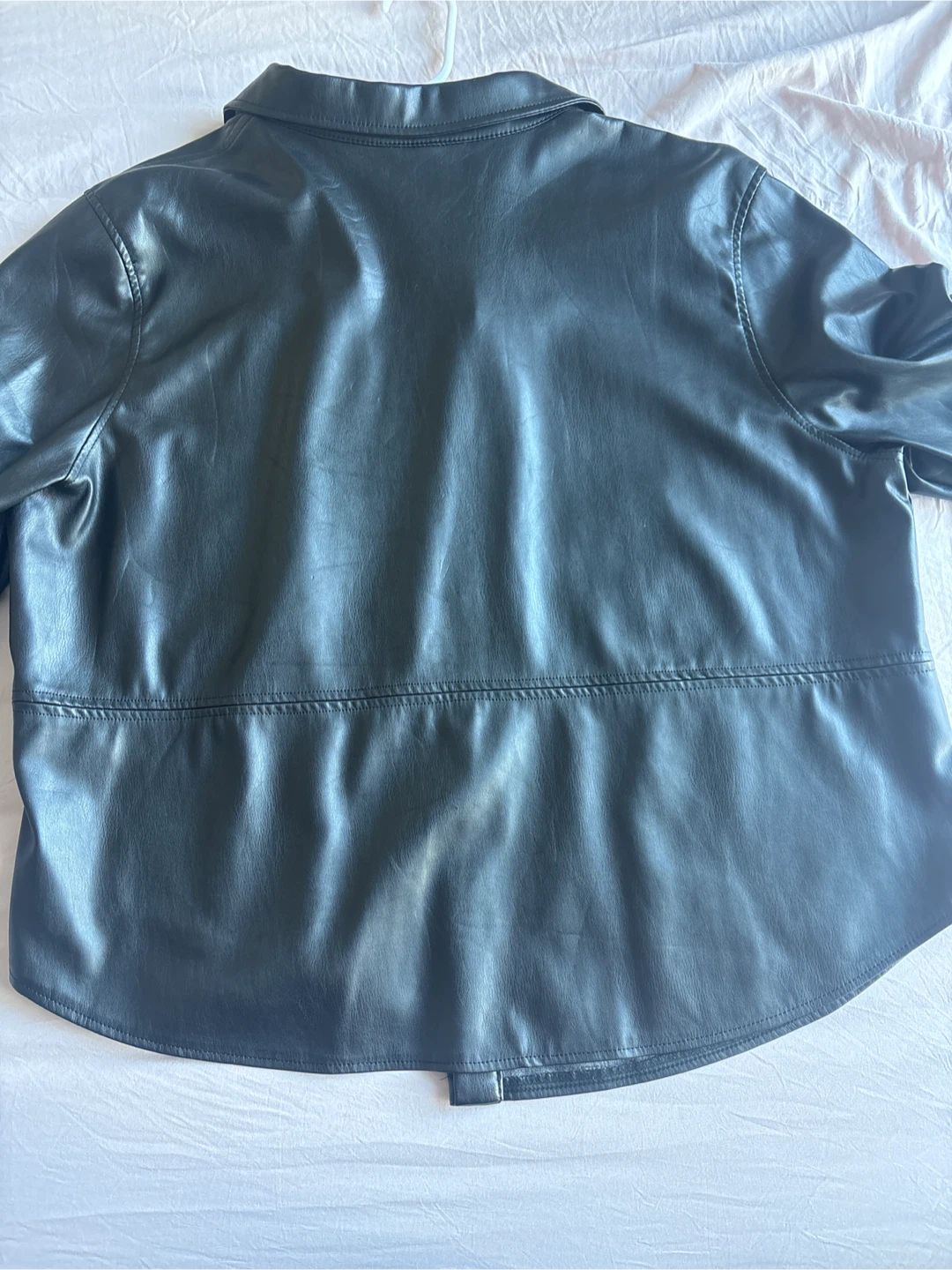 H&M Black Faux Leather Shirt Jacket - XL - photo 4