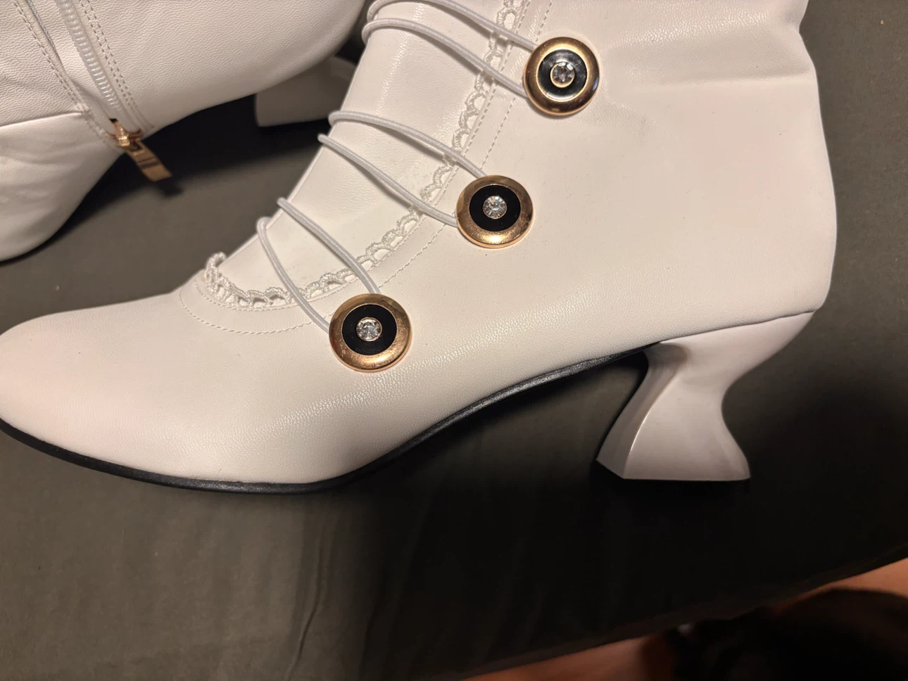 White Ankle Boots size 9  with Decorative Buttons - photo 2