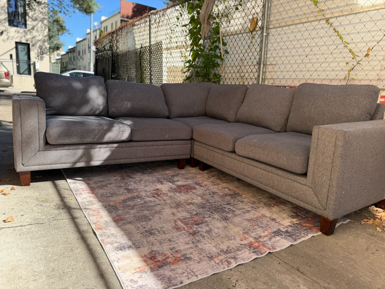 (FREE DELIVERY) 3 piece Gray L-Shaped Sectional Sofa - photo 4