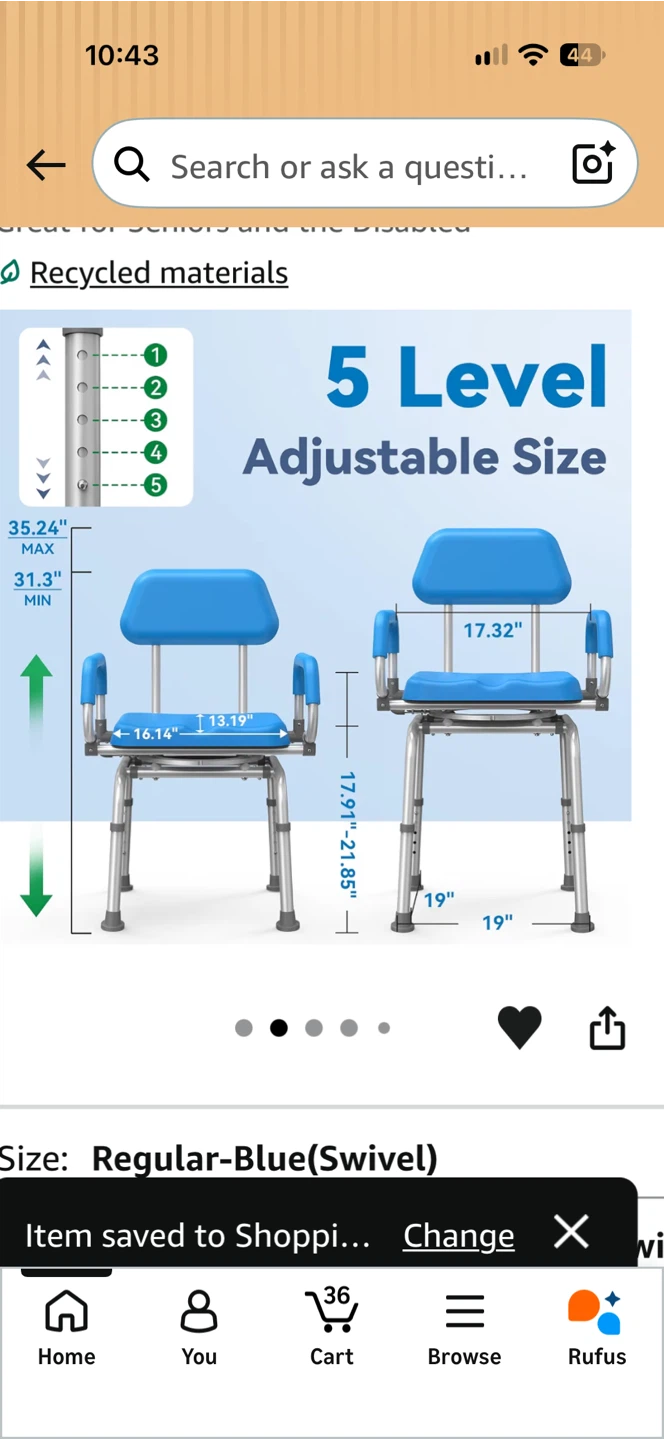 NEW! Loyoda Swivel Shower Chair with Arms and Backrest - photo 4