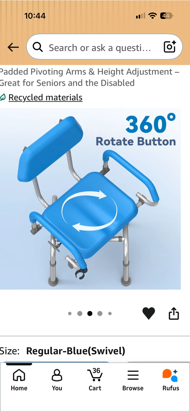 NEW! Loyoda Swivel Shower Chair with Arms and Backrest - photo 5