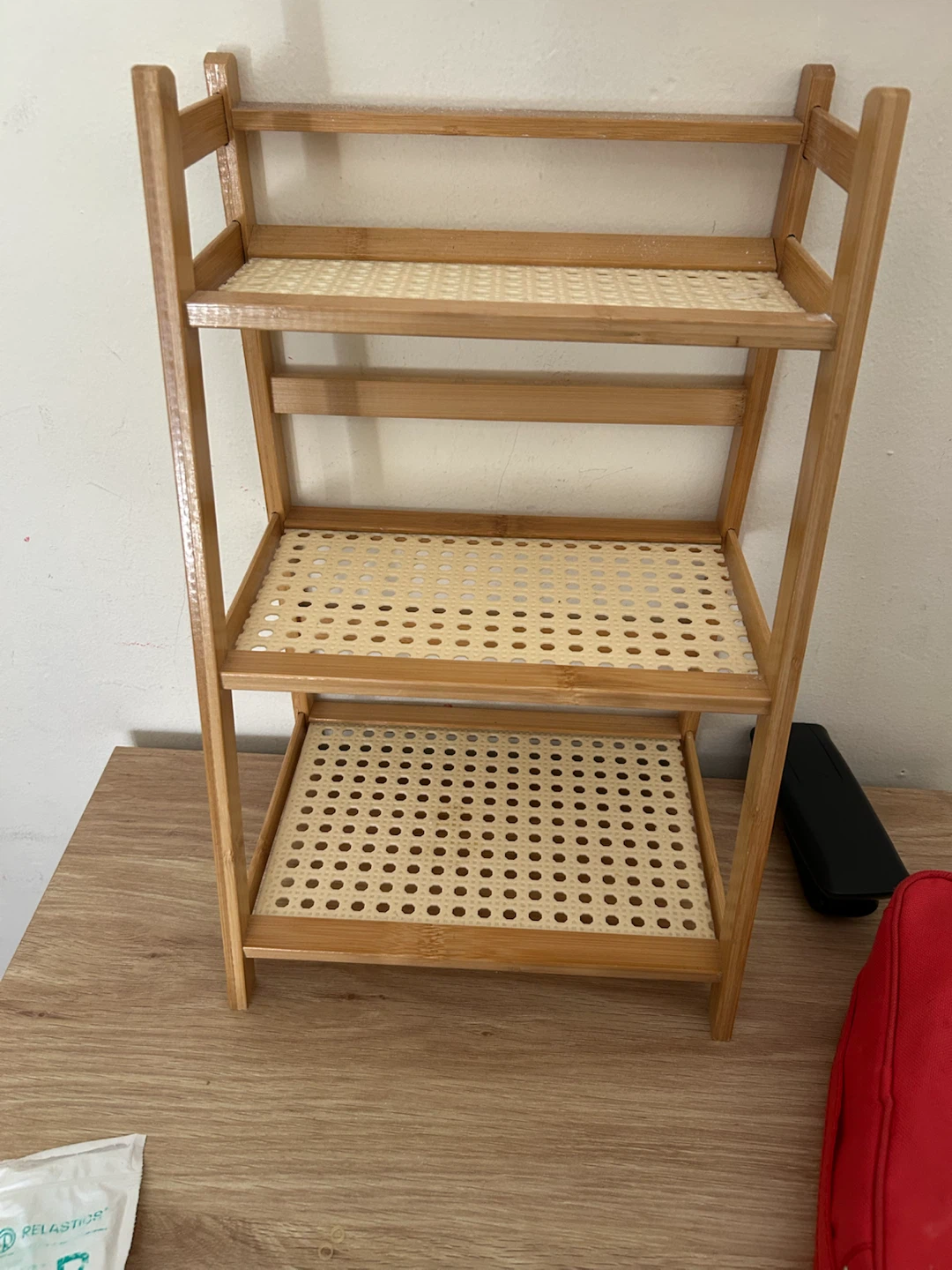 Three-Tier Bamboo and Rattan Shelf