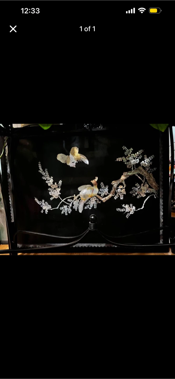 Antique-traditional Asian mother-of-pearl lacquer art panel