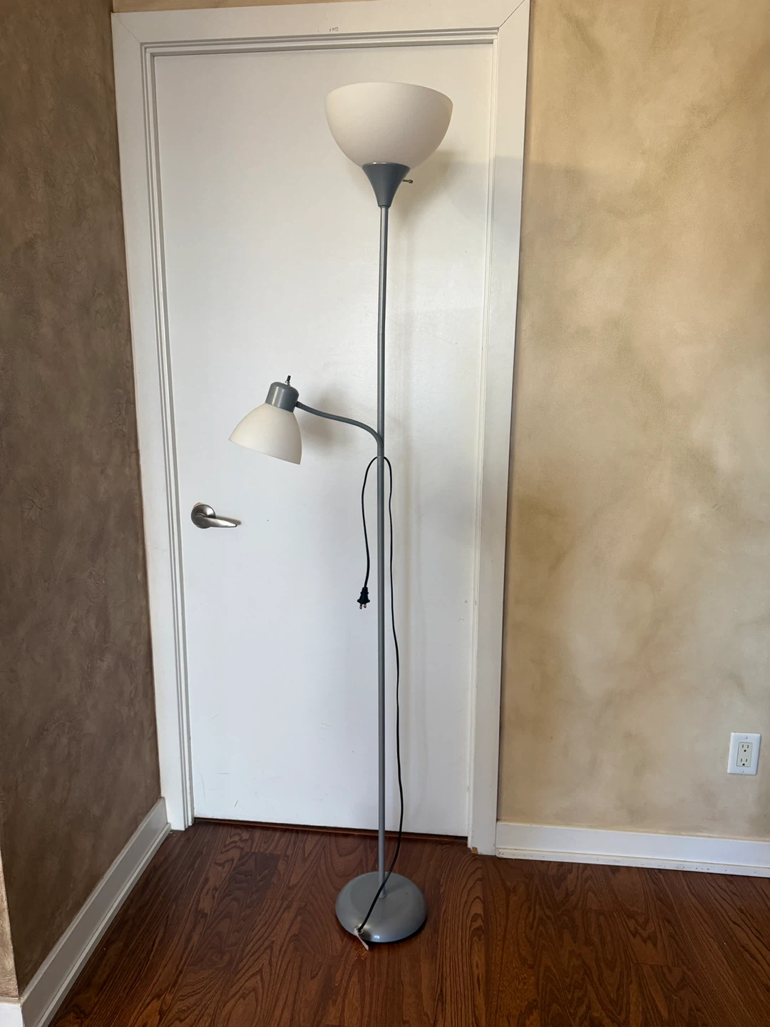Grey Two-Light Floor Lamp