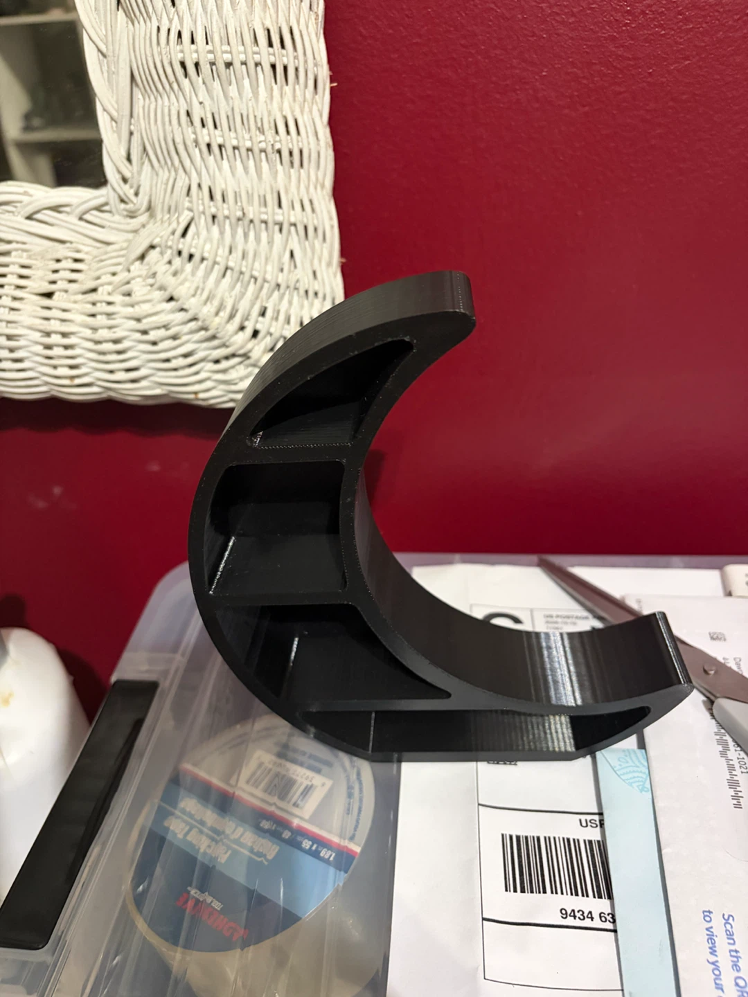 3D Printed Black Crescent Moon Shelf