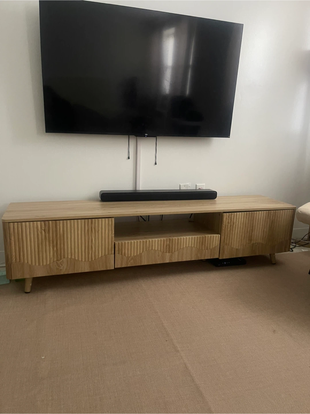 Light Wood Wave Pattern Media Console
