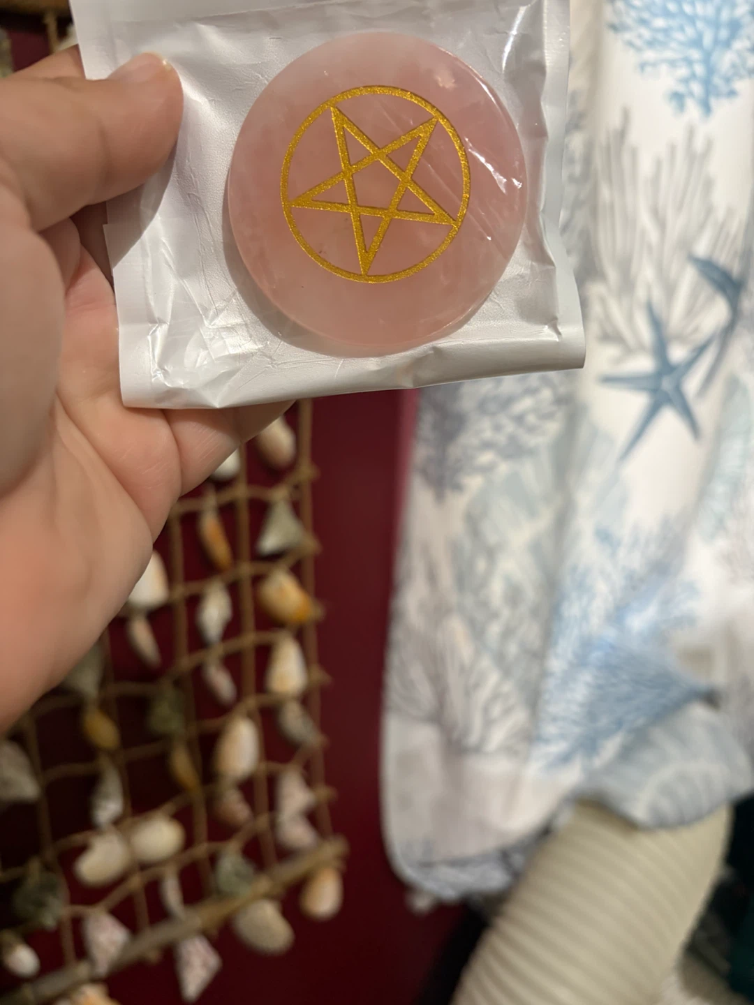 Rose Quartz Pentacle Disc