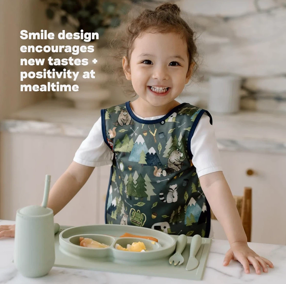 EZPZ Happy Mat Silicone Suction Divided Plate – Sage Green - photo 4