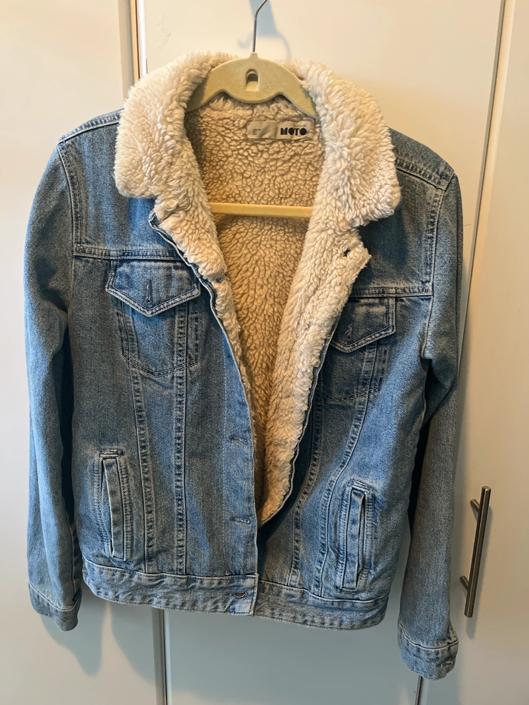 Topshop MOTO Sherpa Denim Jacket