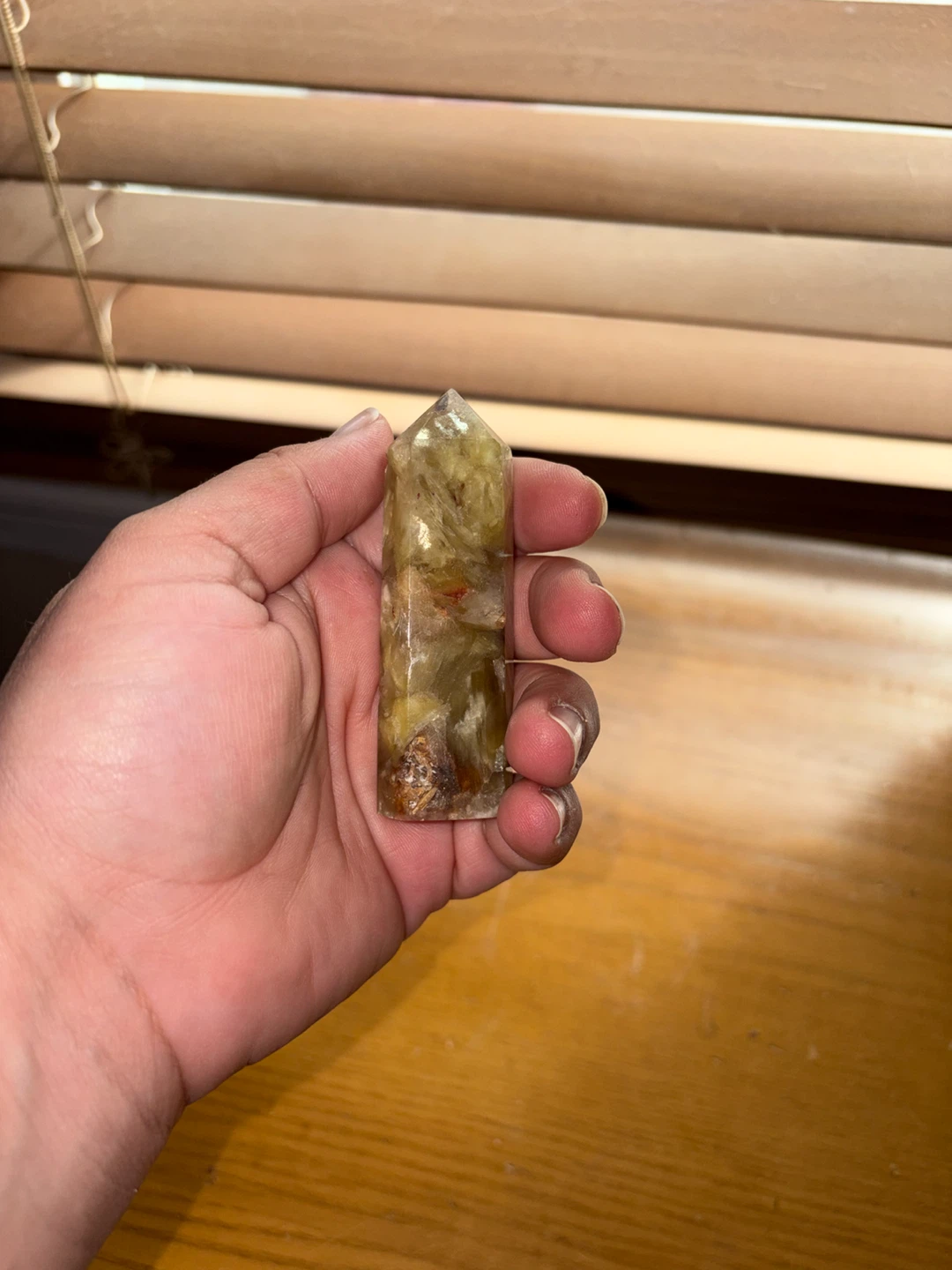 Natural Yellow Calcite Crystal Point - photo 4