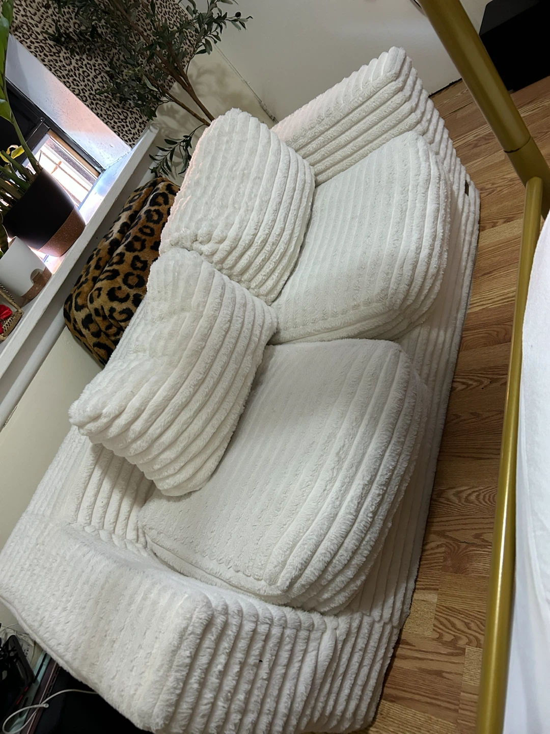 White Corduroy Loveseat