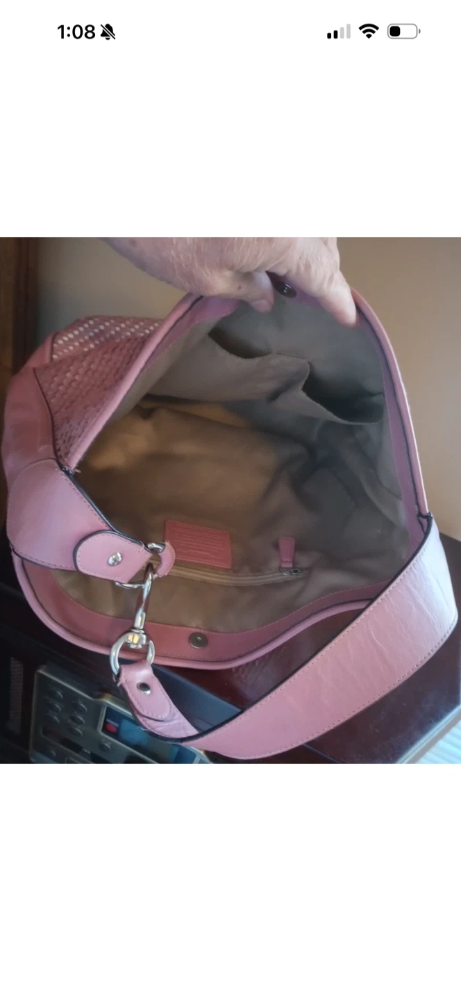 Coach Park Avery Hobo Bag - Pink/Gold Woven Leather - photo 4
