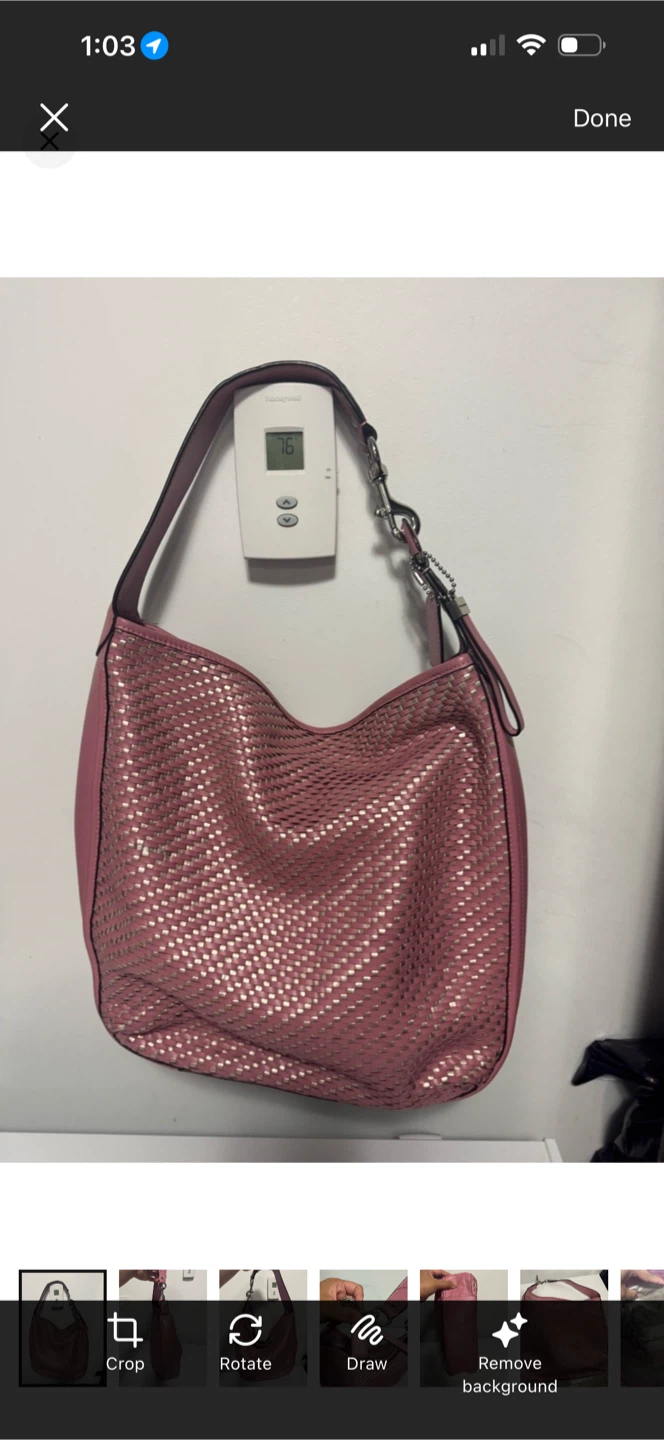Coach Park Avery Hobo Bag - Pink/Gold Woven Leather