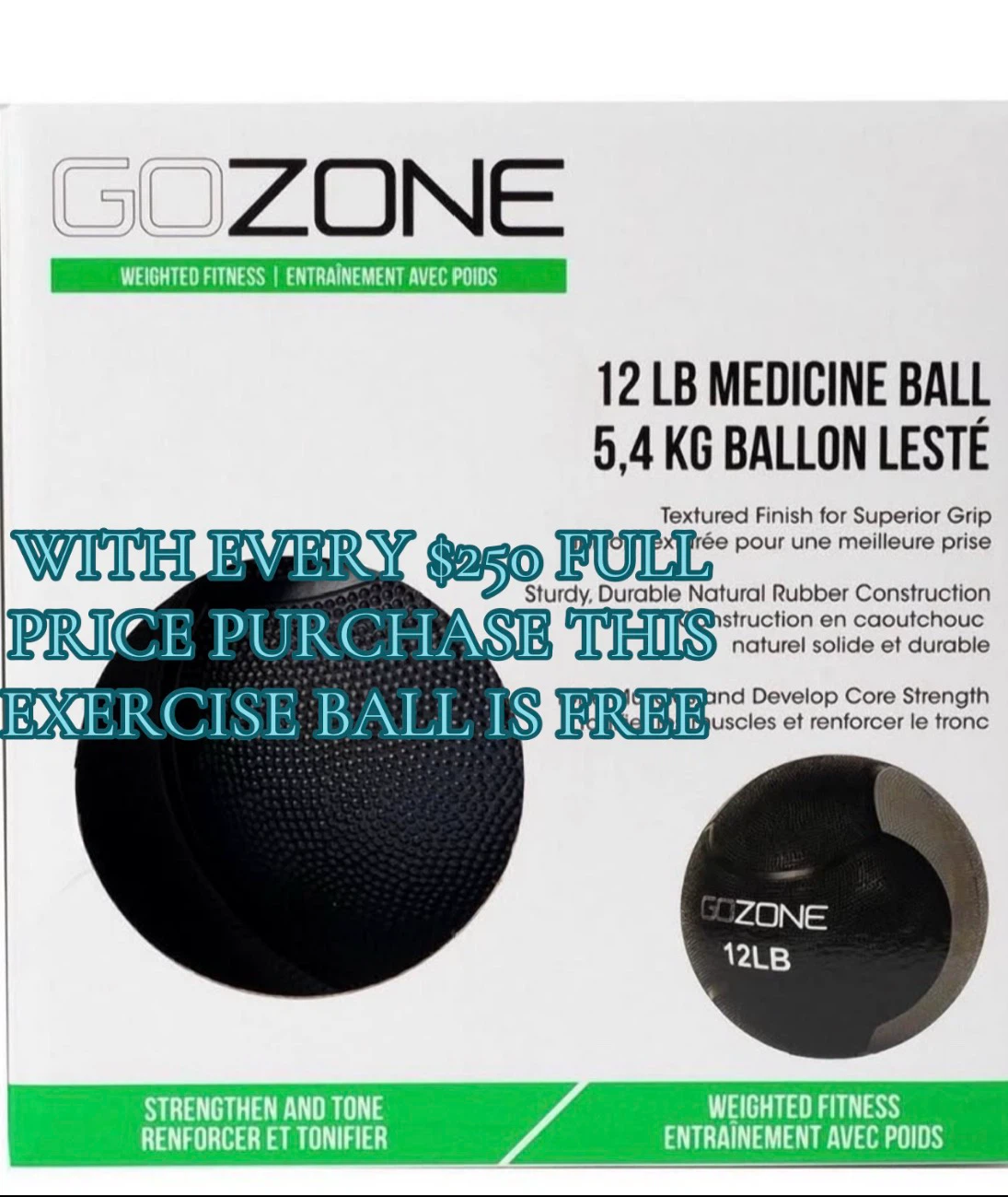 GoZone 12 lb Medicine Ball (FREE WITH A PURCHASE OF $250 - photo 3