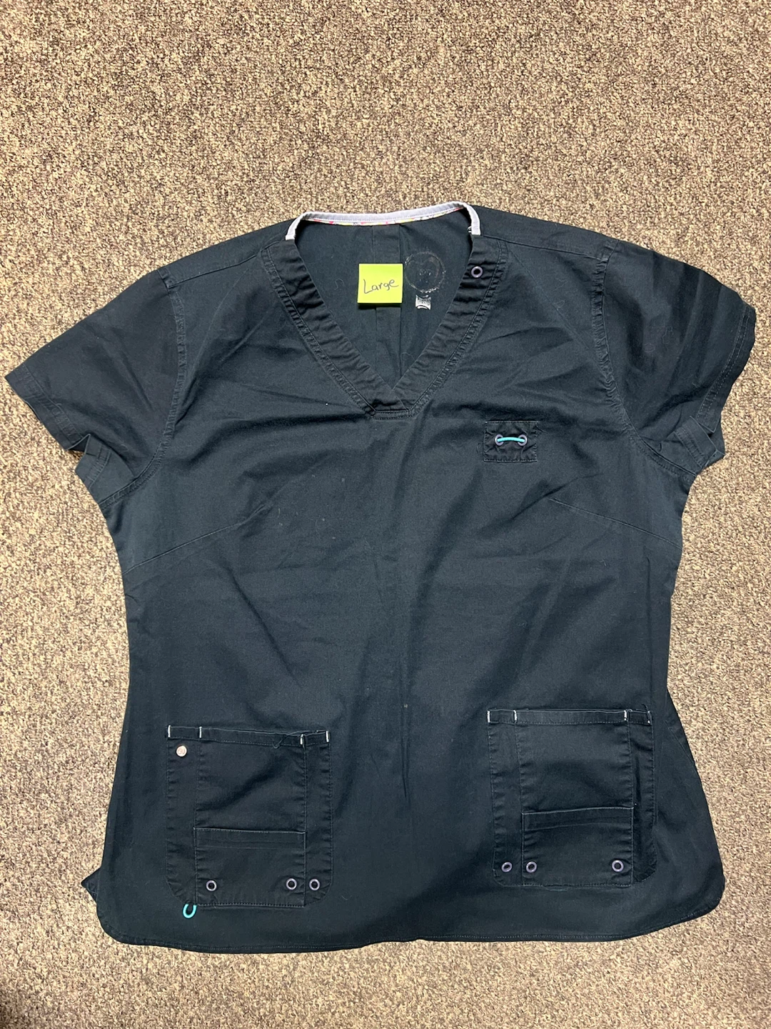 Black Scrub Top Large