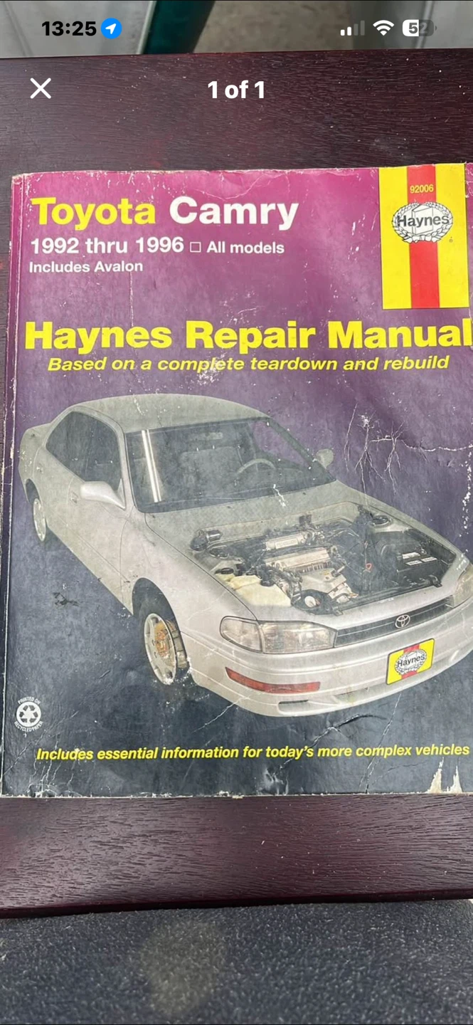 Haynes Repair Manual Toyota Camry 1992-1996