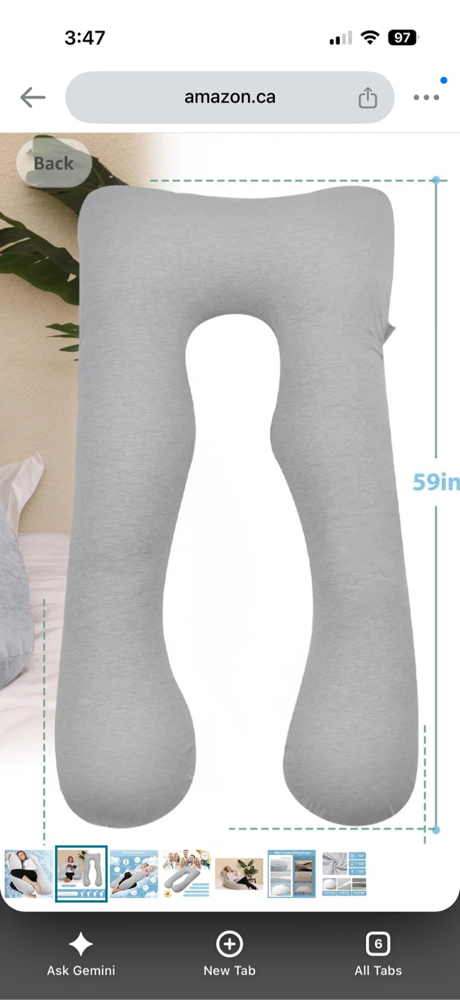 U-Shaped Pregnancy Pillow, Grey - photo 2