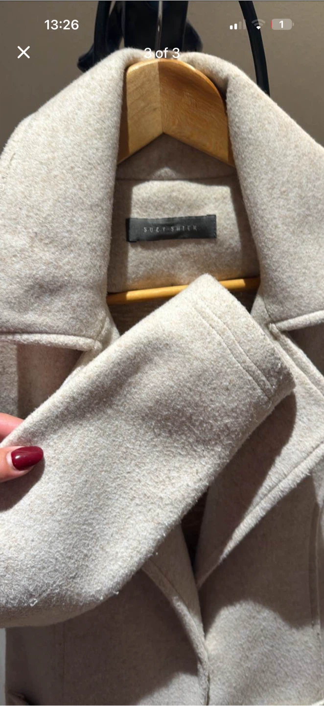 Beige/taupe wool-look fall coat