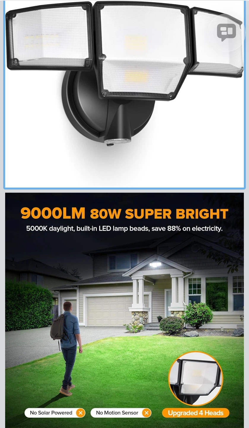 Outdoor, Super Bright 9000LM LED Security Light - photo 2