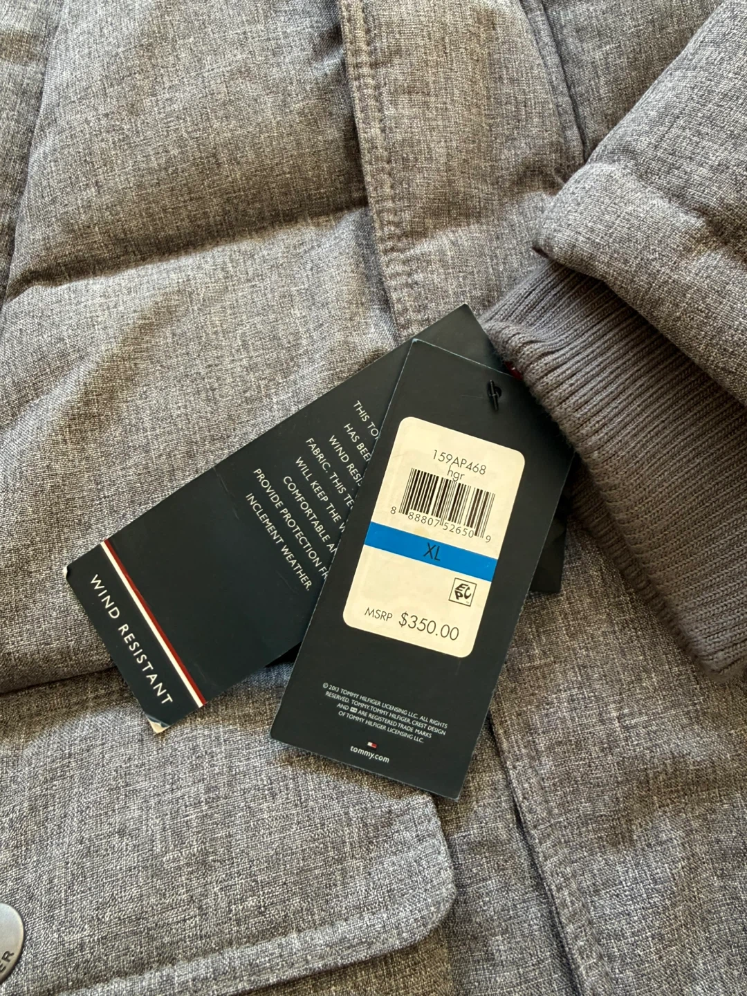 New Tommy Hilfiger Wind Resistant Parka, Grey, Size XL - photo 4