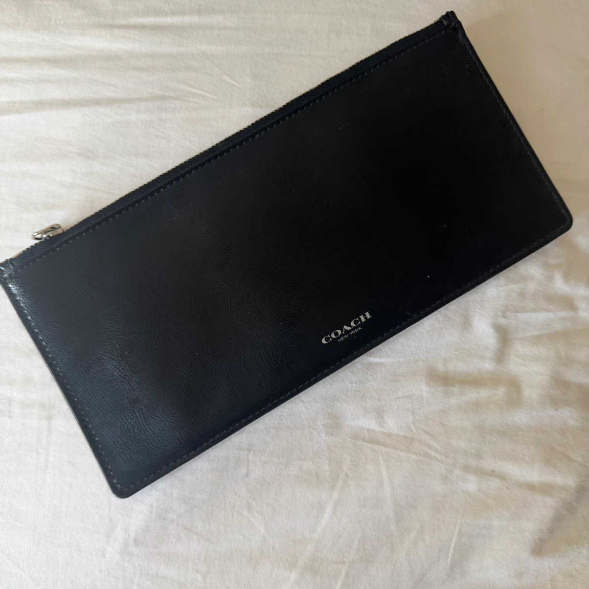 Coach Black Leather Zip Pouch