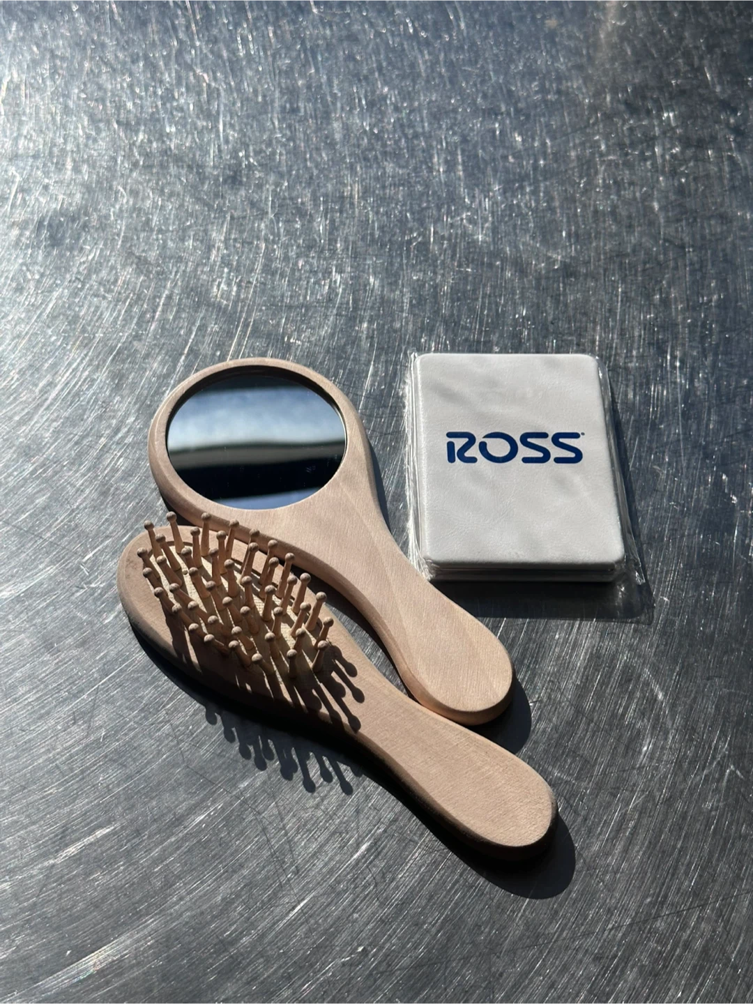 Ross Mirror and Wood Brush set