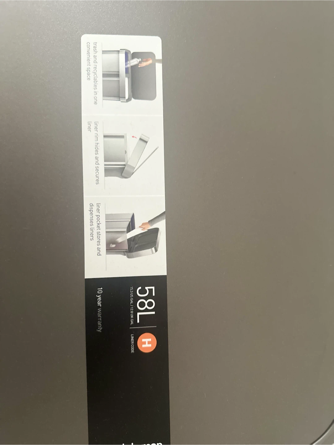 Brand New simplehuman 58L Dual Compartment Step Can - photo 5