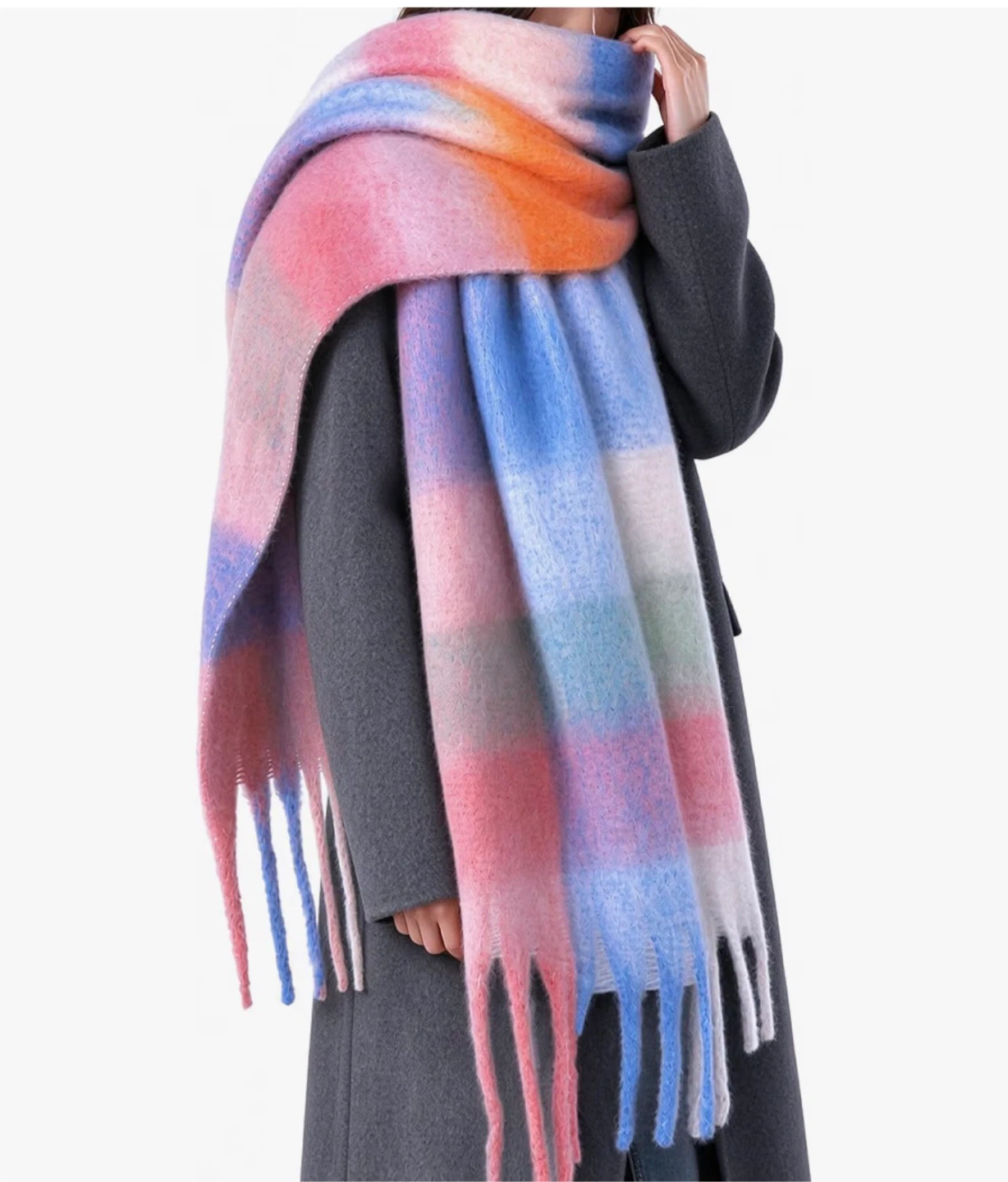 Chunky Plaid Mohair Scarf