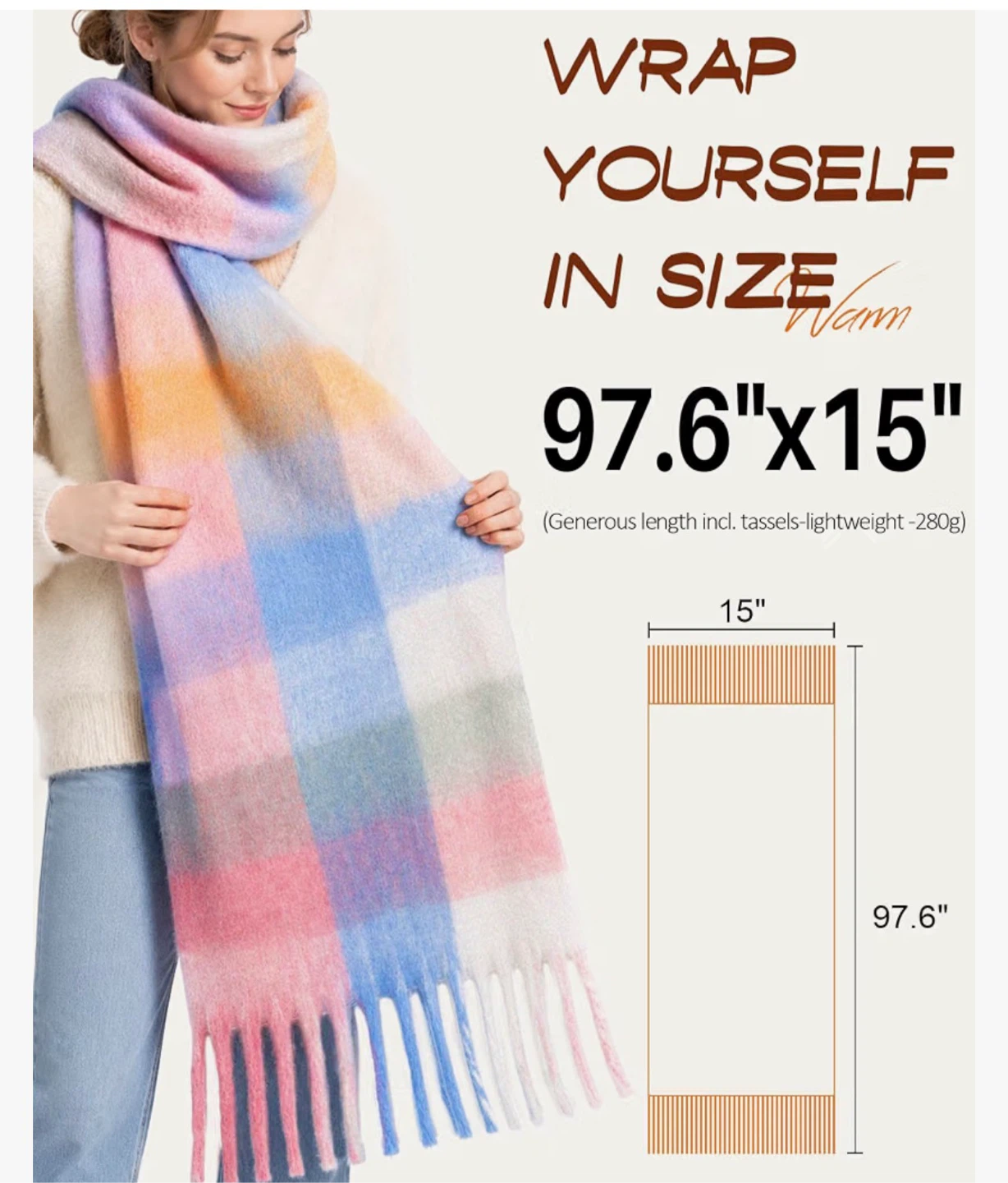 Chunky Plaid Mohair Scarf - photo 2