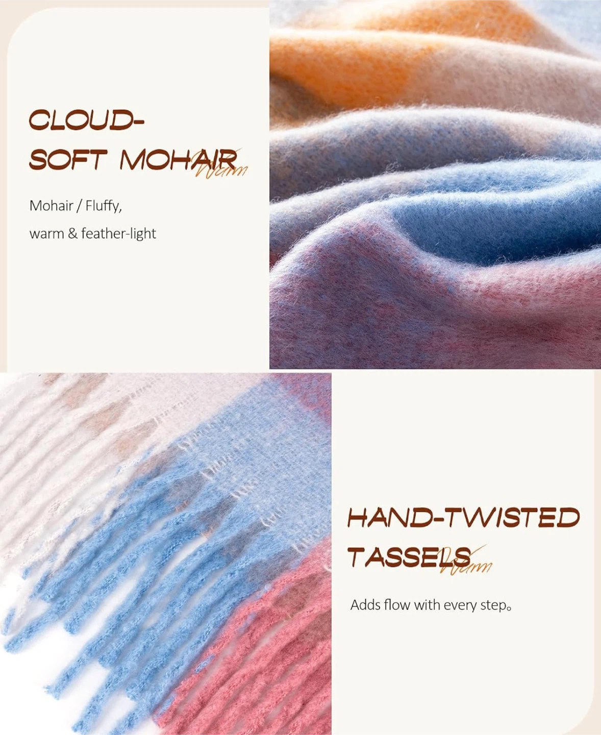 Chunky Plaid Mohair Scarf - photo 3