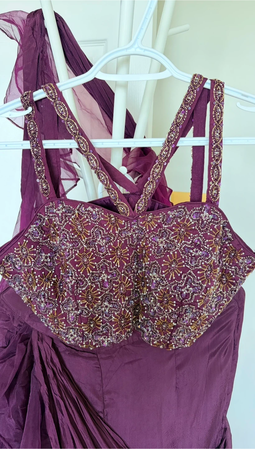 Purple Beaded Saree Outfit - photo 2