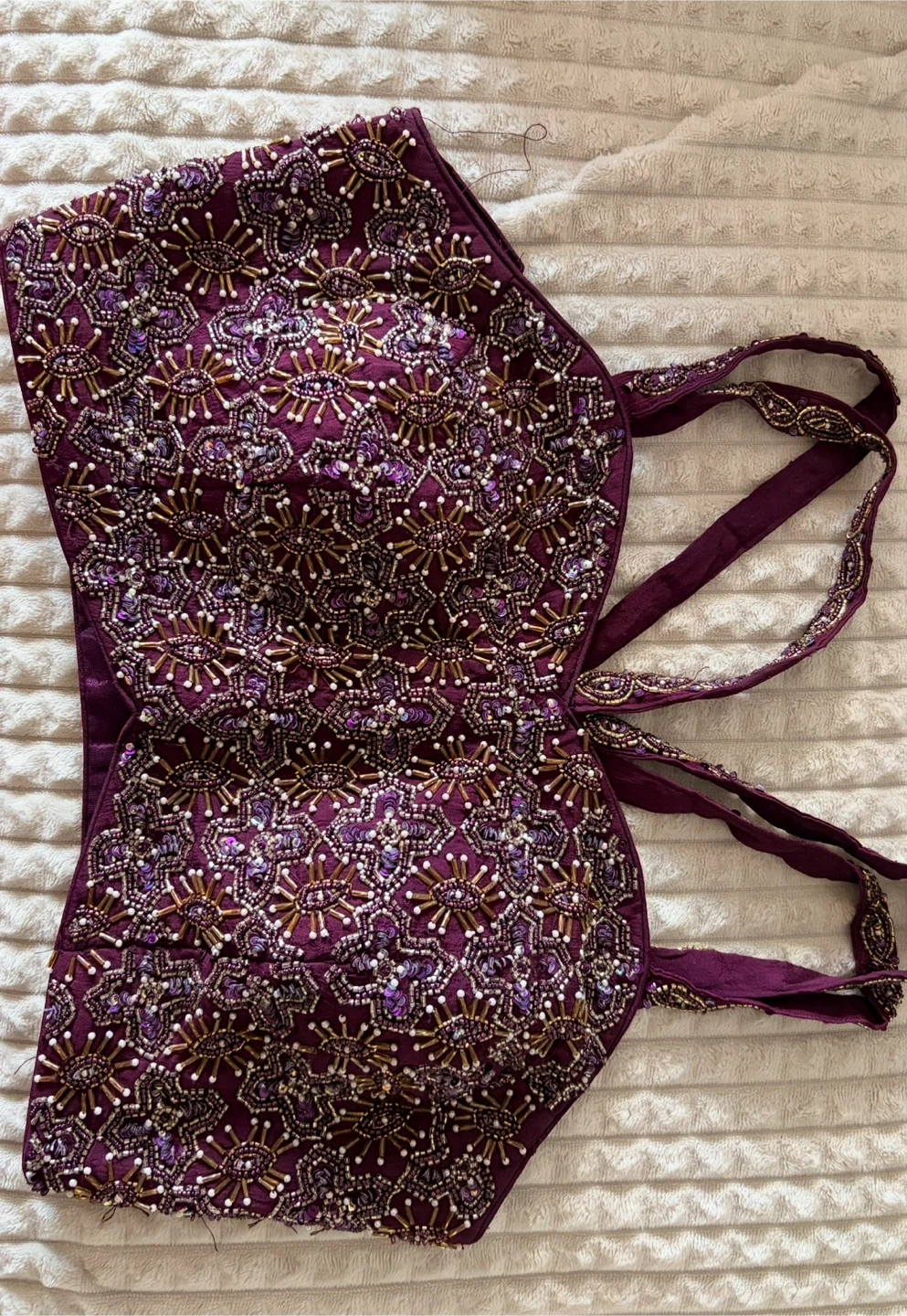 Purple Beaded Saree Outfit - photo 3