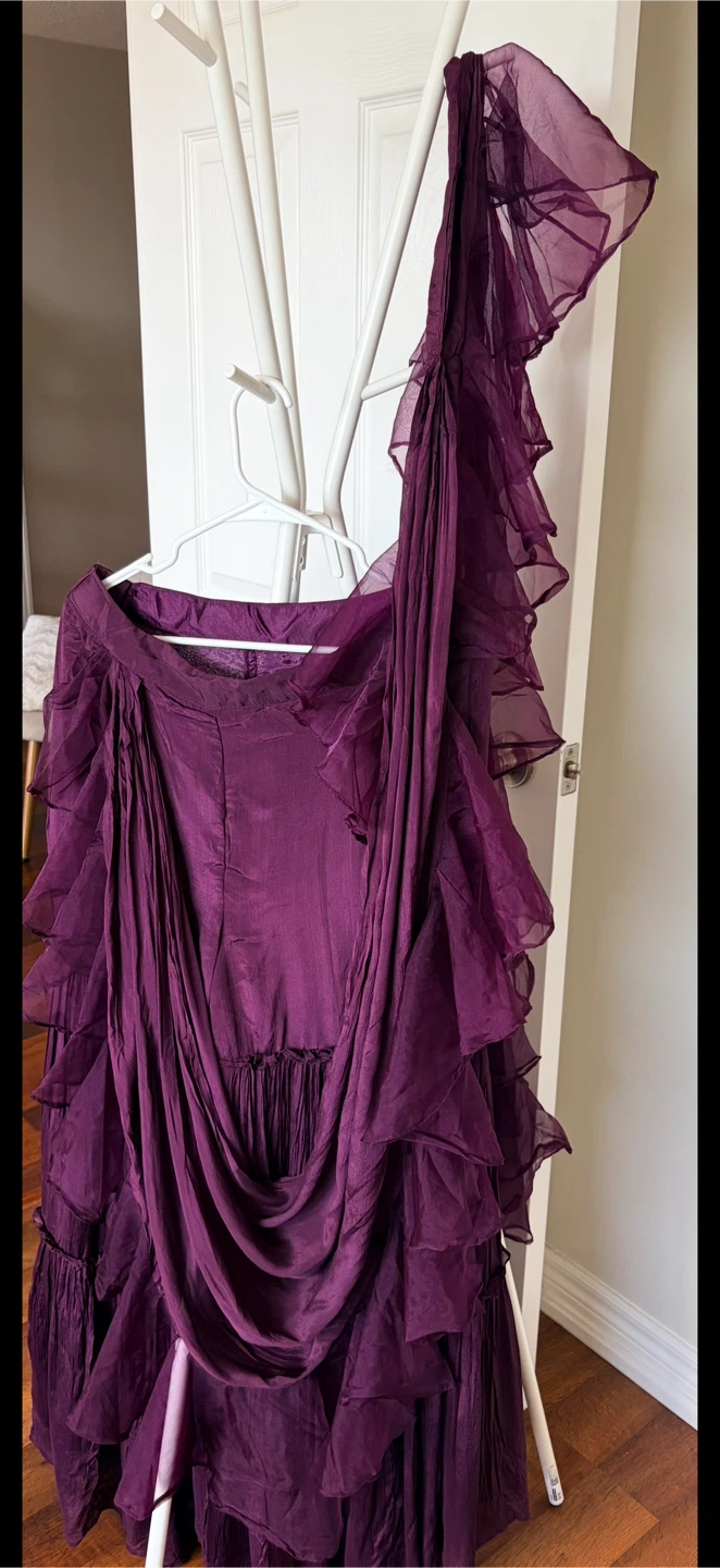Purple Beaded Saree Outfit - photo 4