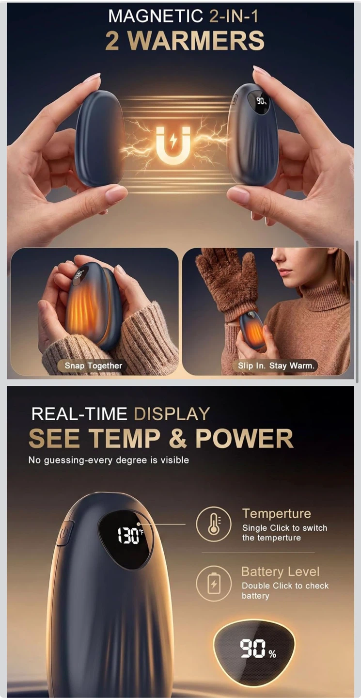 Magnetic 2-in-1 Rechargeable Hand Warmers - photo 3