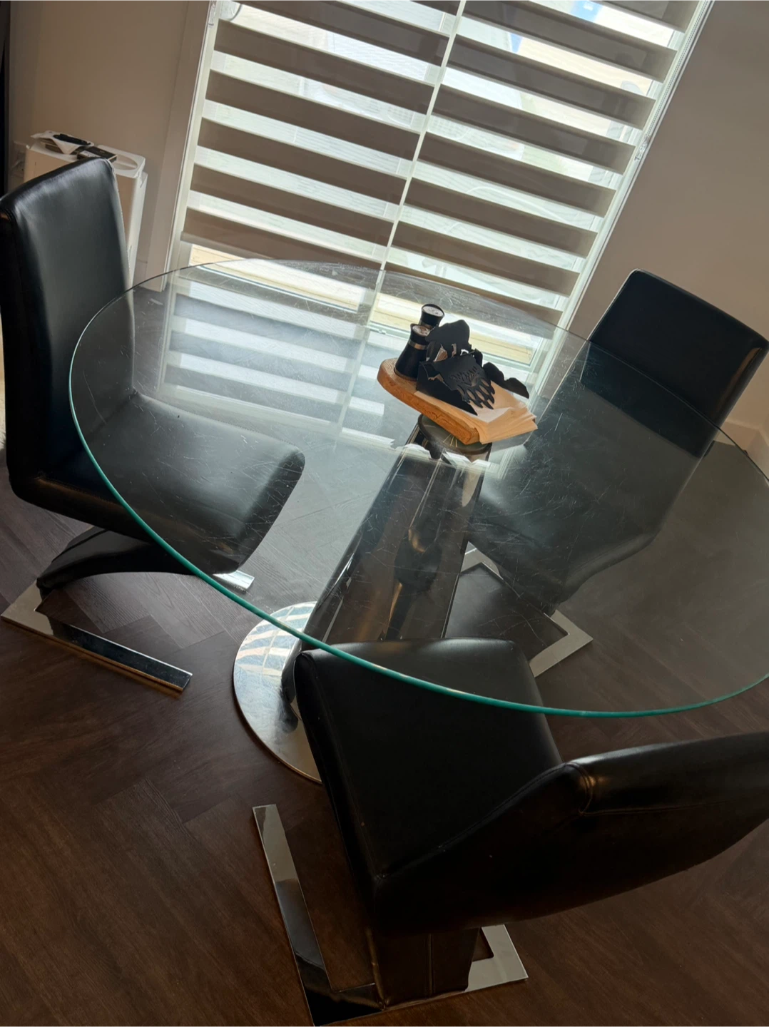 Glass Top Dining Table with 3 Z-Shape Chairs - photo 2