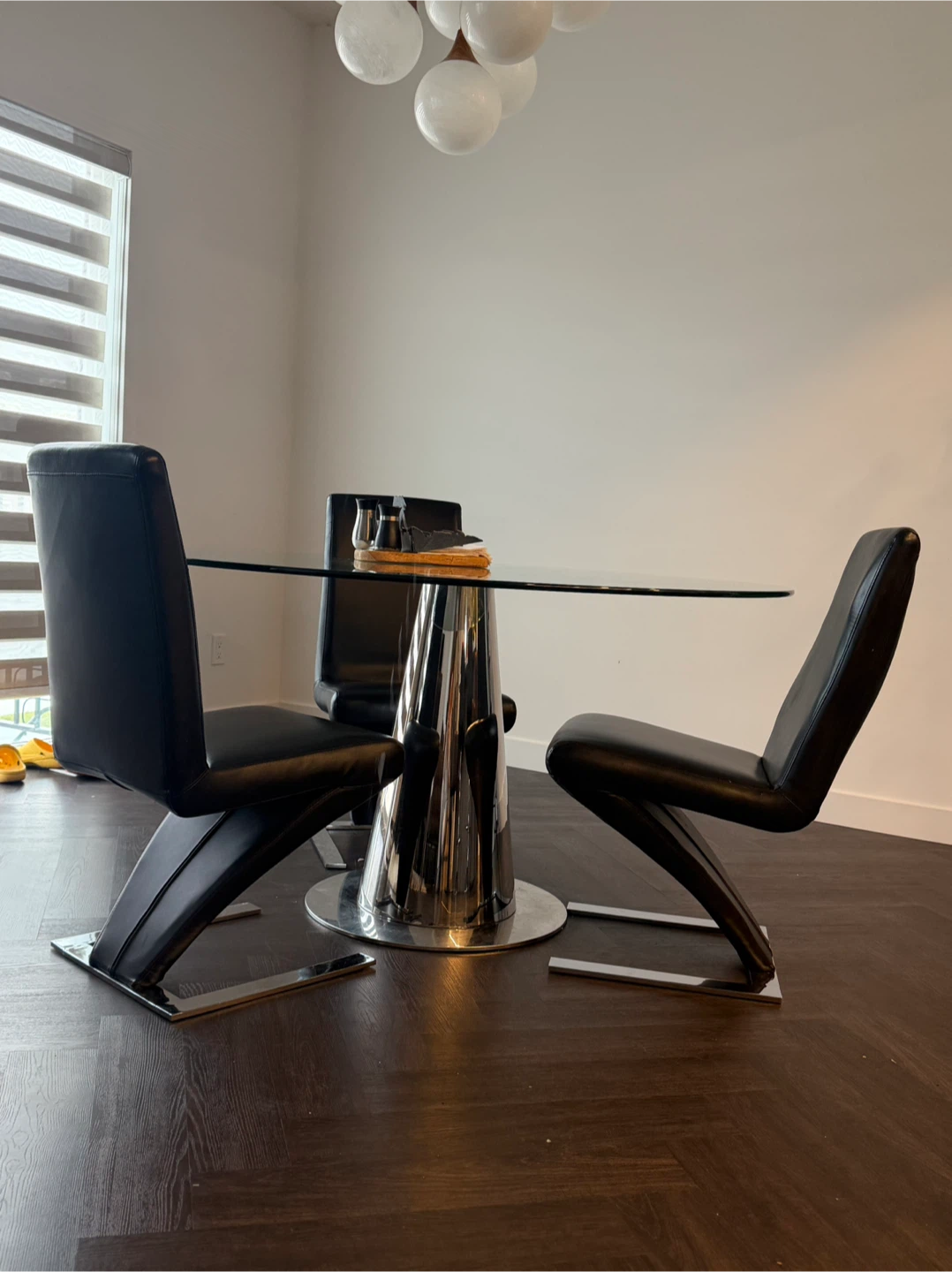 Glass Top Dining Table with 3 Z-Shape Chairs - photo 3