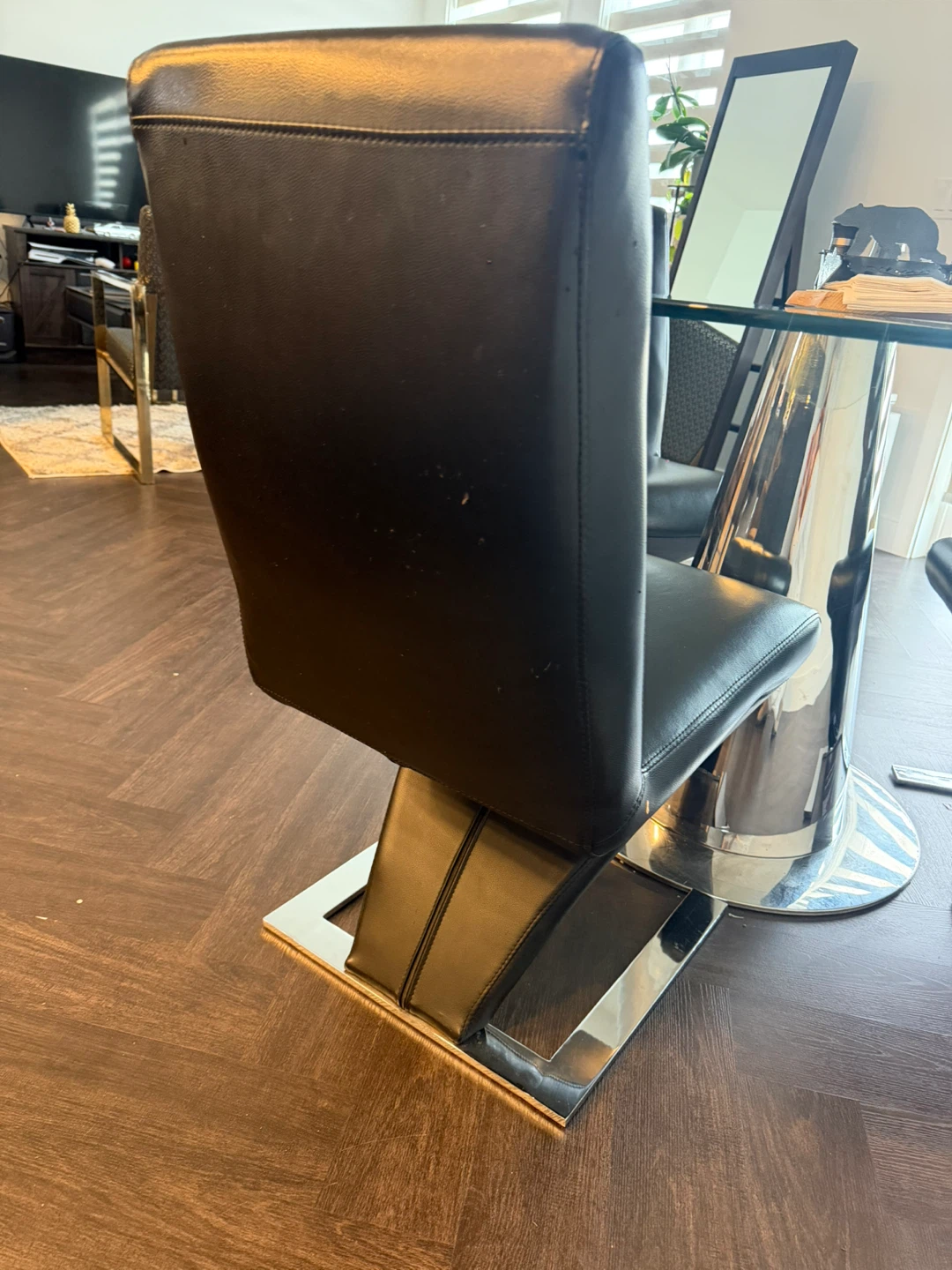 Glass Top Dining Table with 3 Z-Shape Chairs - photo 5