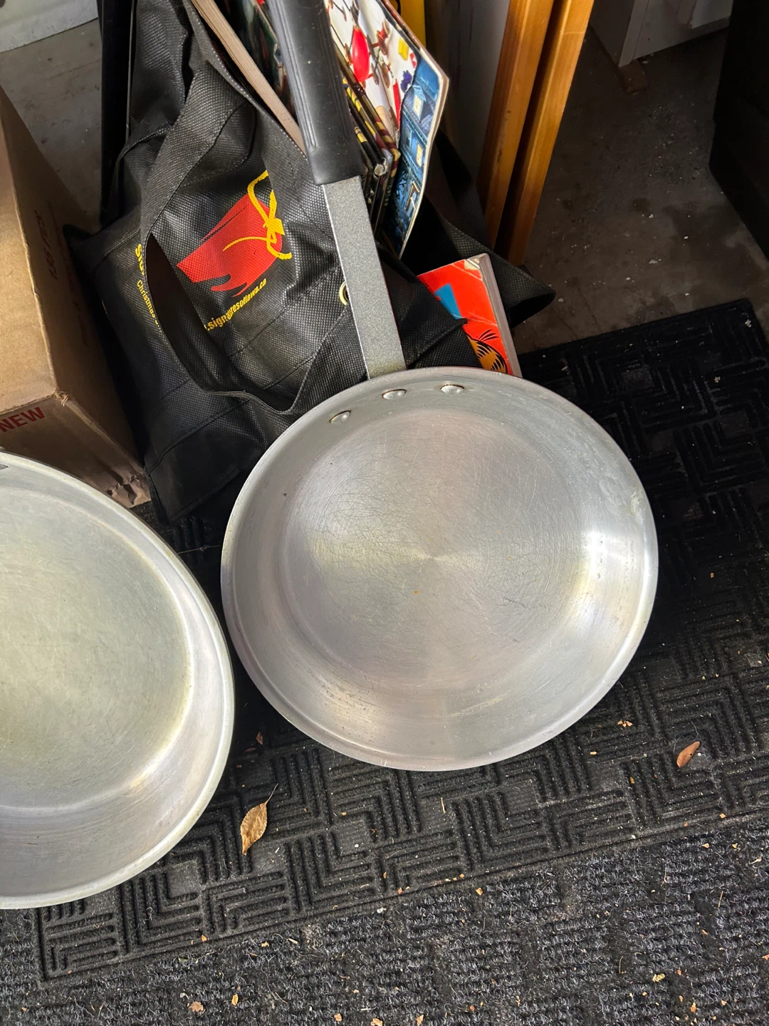 Two Omcan Aluminum Frying Pans
