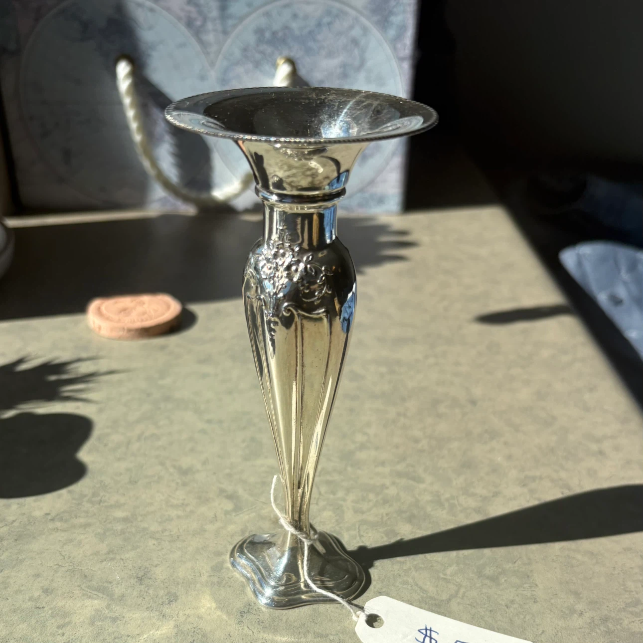 Silver plated bud vase / candle holder