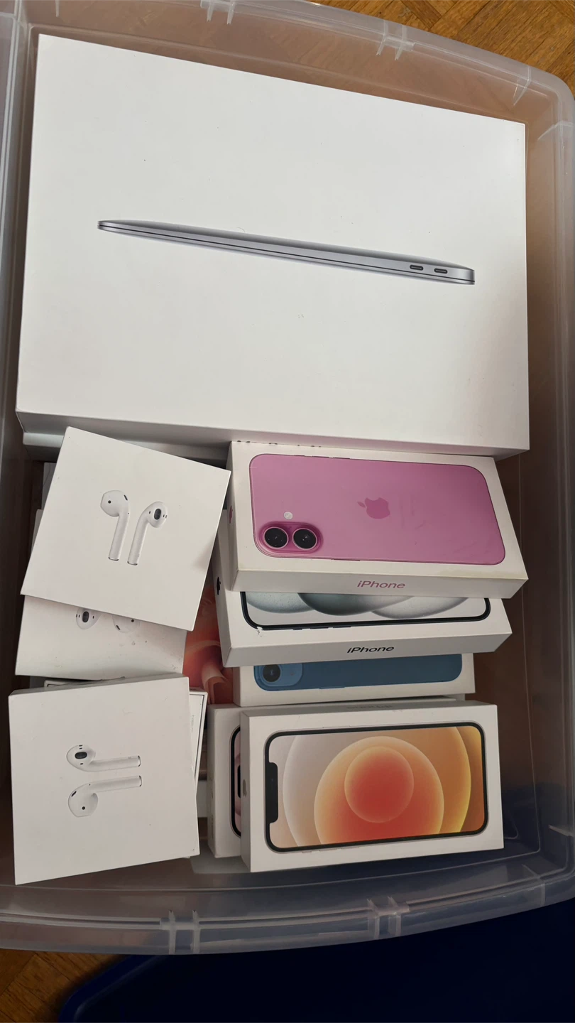 Apple iPhone and AirPods empty packaging collection
