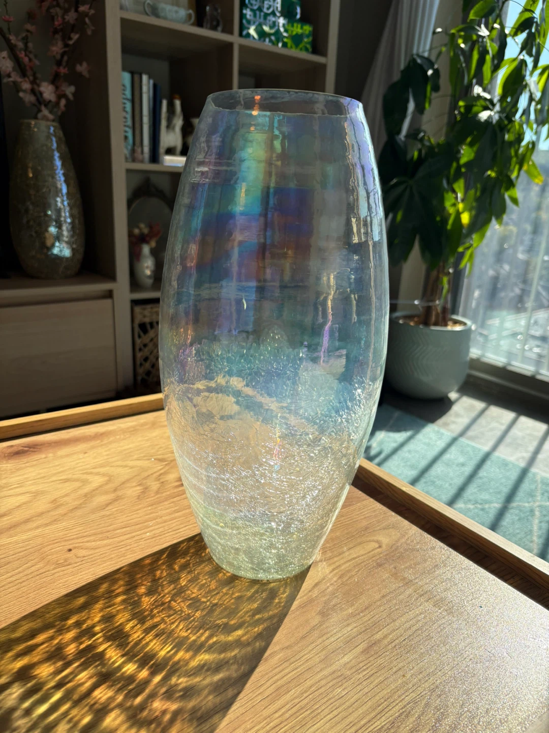 Iridescent Crackle Glass Vase