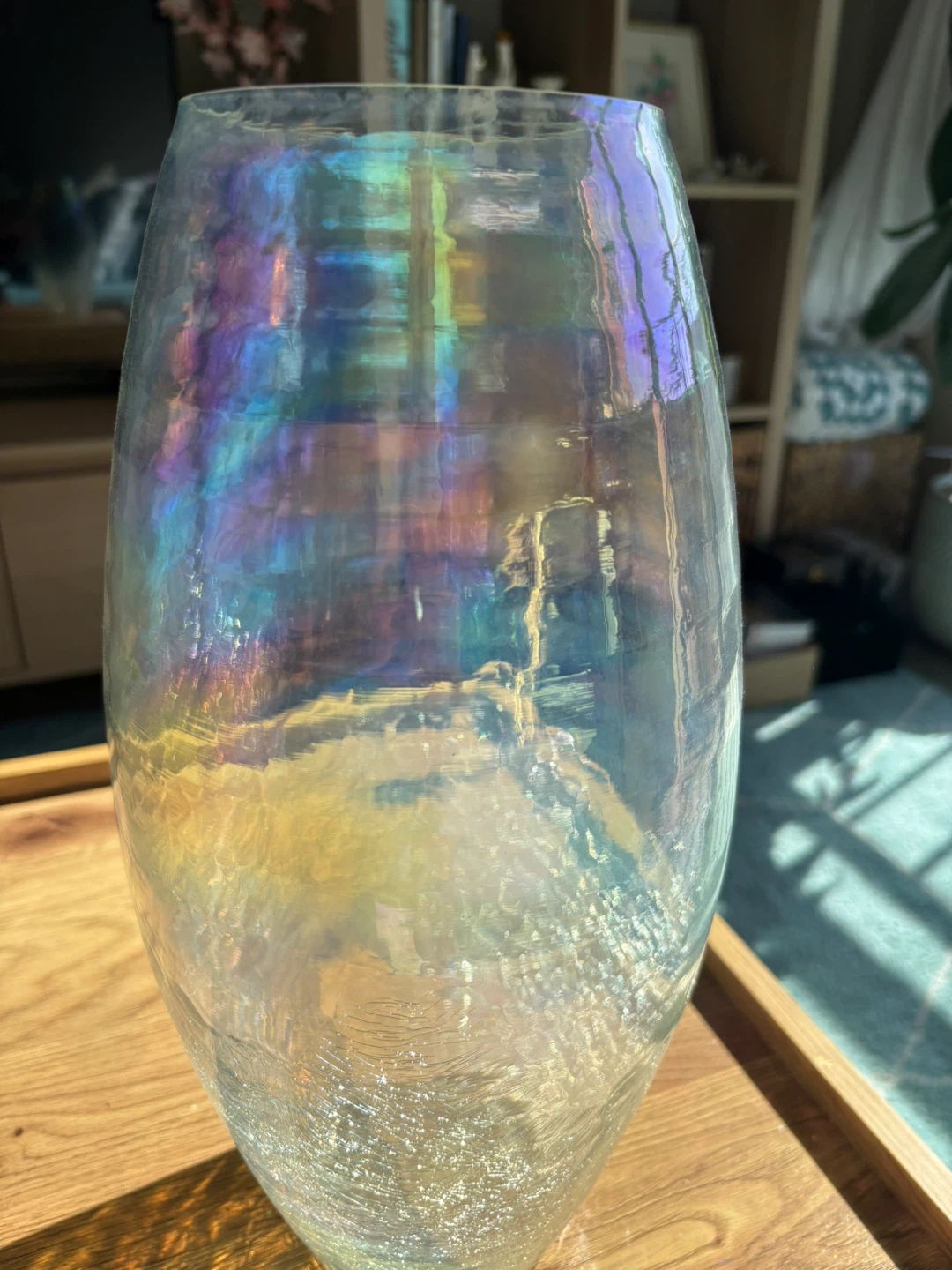 Iridescent Crackle Glass Vase - photo 2