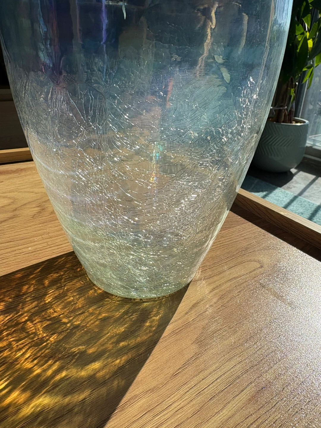 Iridescent Crackle Glass Vase - photo 3