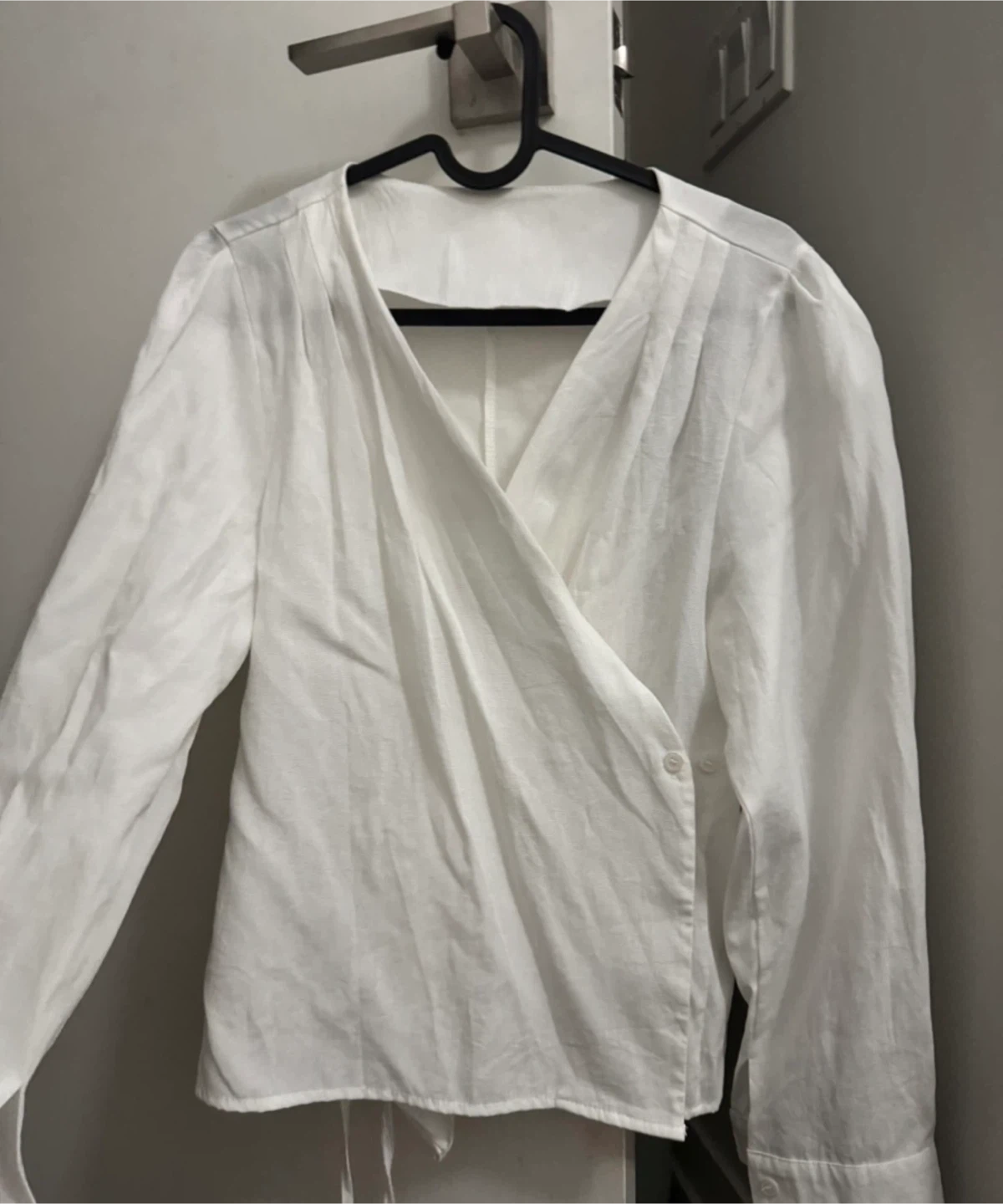 White Wrap-Front Blouse